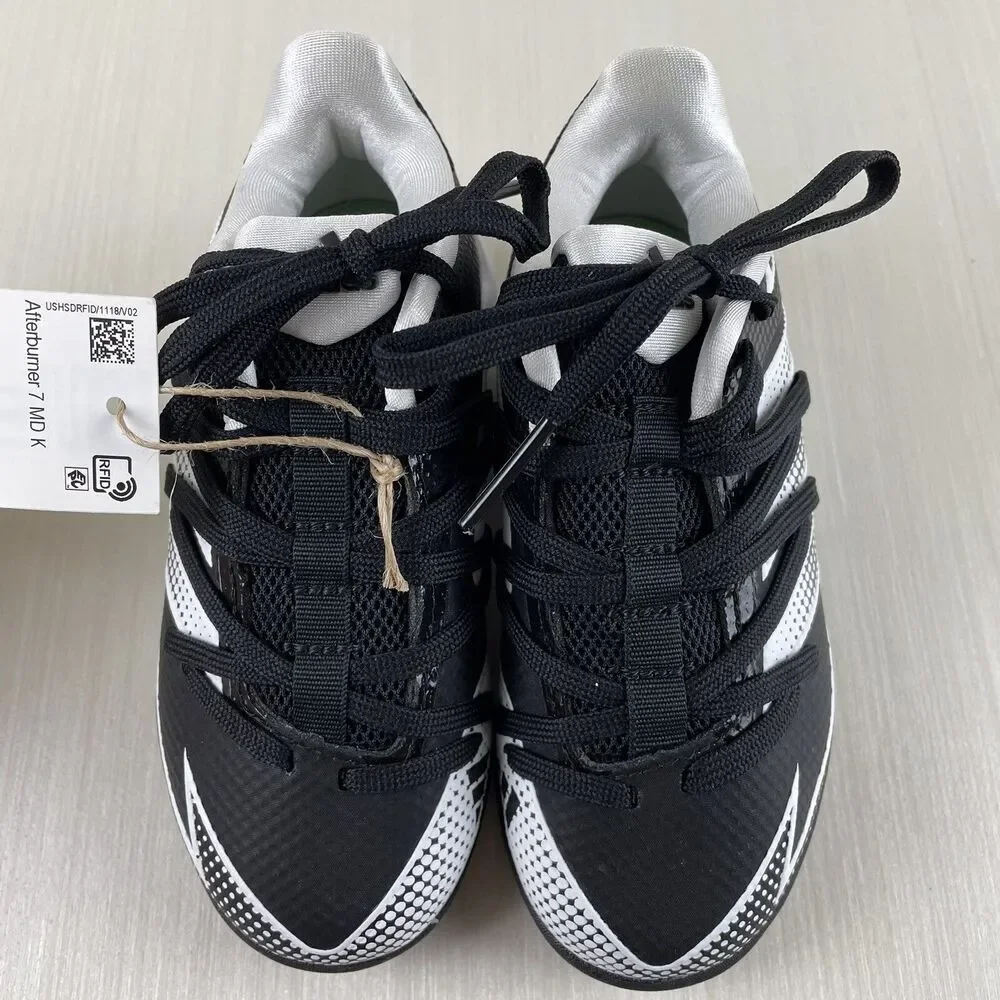 Adidas Afterburner 7 MD Kids Baseball Cleats (EG7624) Blk White Size 10K New